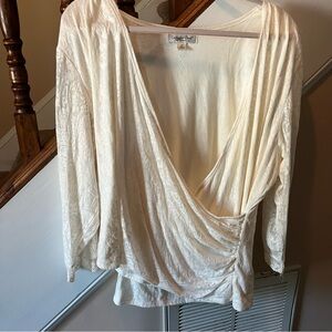 Coldwater Creek Cream Wrap Blouse Plus Size